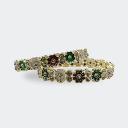 Floral Gold-Plated Bangles