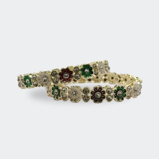 Floral Gold-Plated Bangles