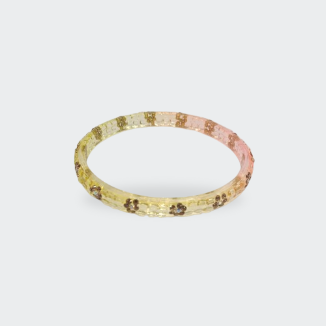 Soft Pastel Dual-Tone Color Transparent Floral Bangle