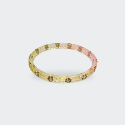 Soft Pastel Dual-Tone Color Transparent Floral Bangle