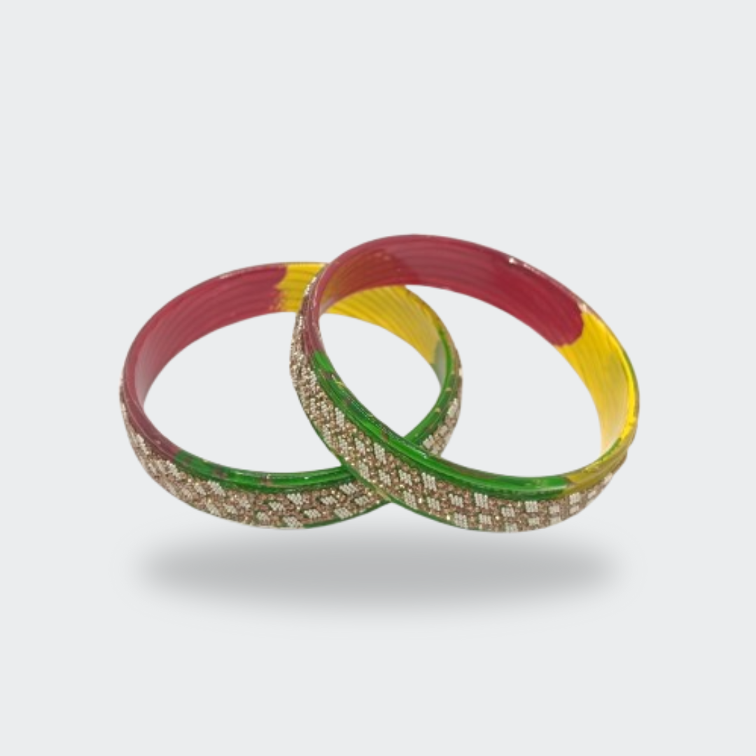 Vibrant Multicolor Resin Glass Bangle Set