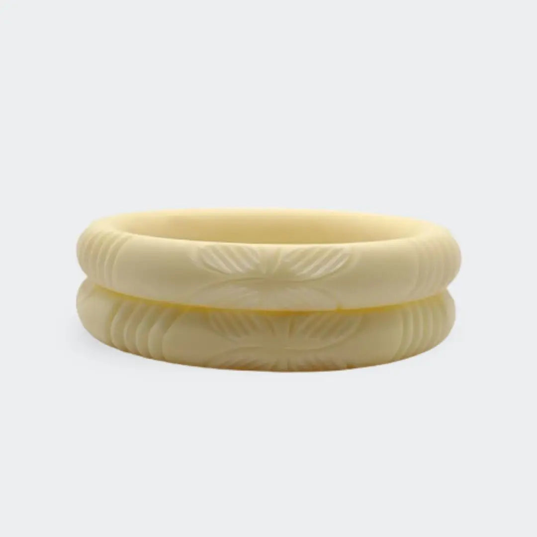 off-White Shankh Hard Rubber Bangle Set
