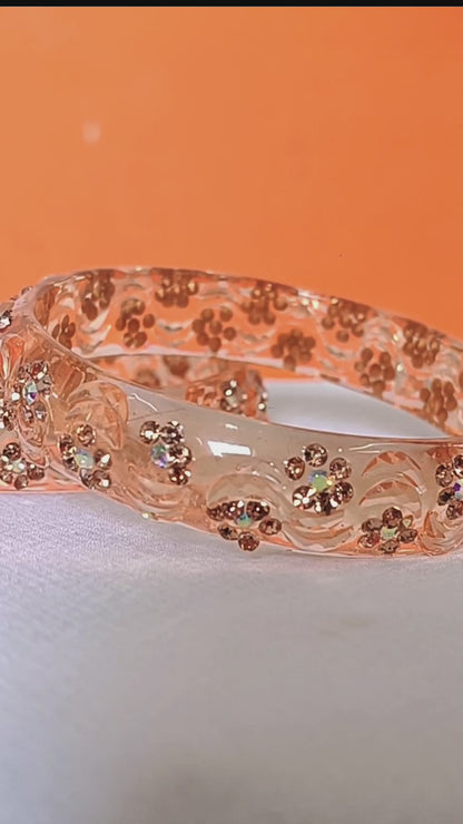 Elegant Peach Floral Bangles - Set of 2