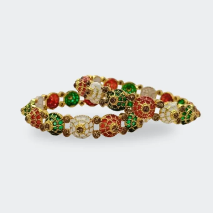 Elegant Multi-Color Beaded Bangle Set