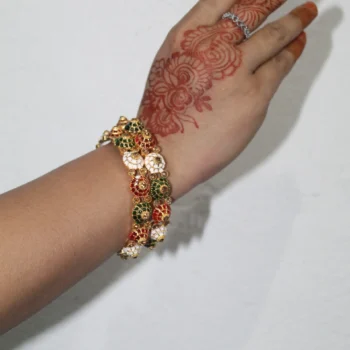 Elegant Multi-Color Beaded Bangle Set in hand look