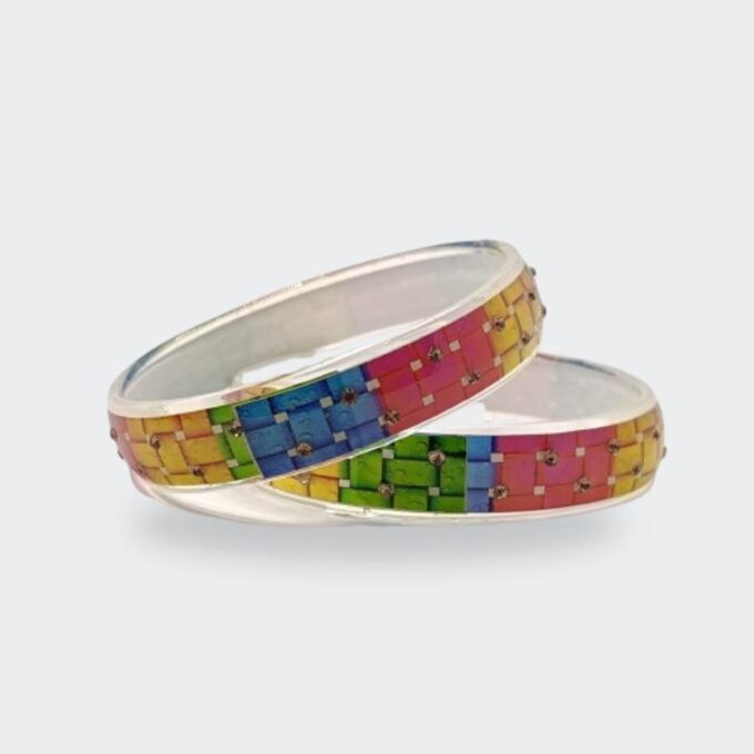 Multicolor Glass and Resin Bangles 1