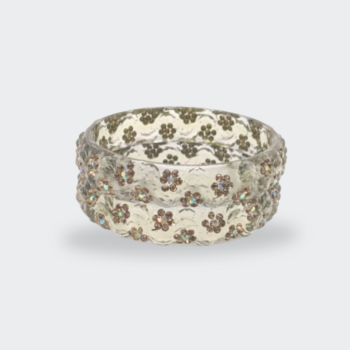 Crystal Blossom Floral Resin Bangles – Set of 2