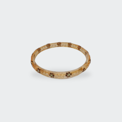 Golden Amber Transparent with Brown Floral Bangle