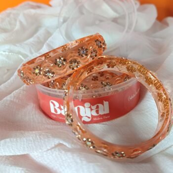 Elegant Peach Floral Bangles - Set of 2