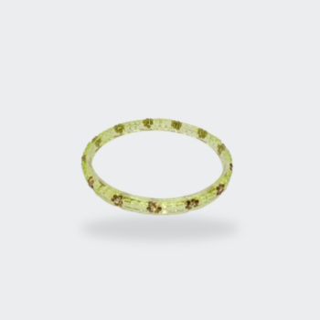 Lime Green & Gold-Tone Embossed Floral Bangle