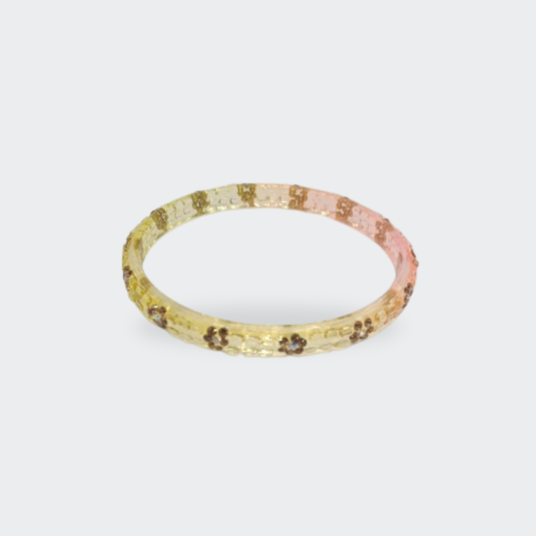 Soft Pastel Dual-Tone Color Transparent Floral Bangle