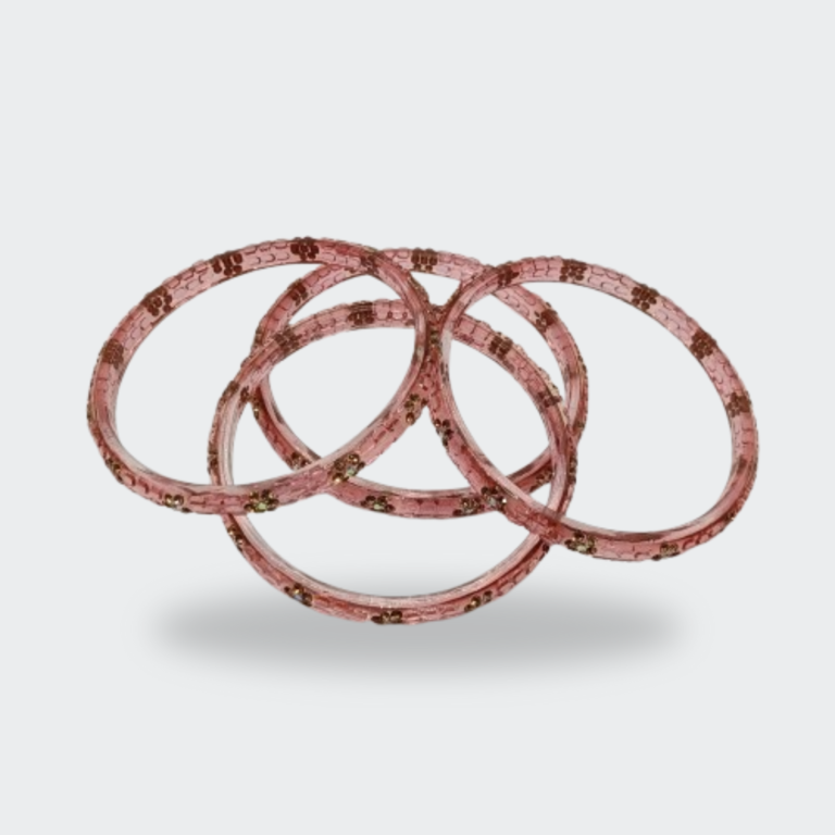 Soft Transparent Pink Floral Bangles