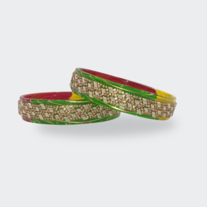 Vibrant Multicolor Resin Glass Bangle Set of 2