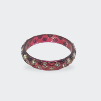 Bold Red Transparent Floral Resin Bangle