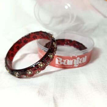 Bold Red Transparent Floral Resin Bangles - Set in box