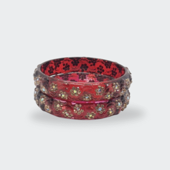 Bold Red Transparent Floral Resin Bangles - Set of 2