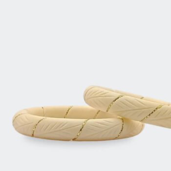Elegant Ivory Bangle with Gold Accents