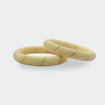 Elegant Ivory Bangle with Gold Accents Set