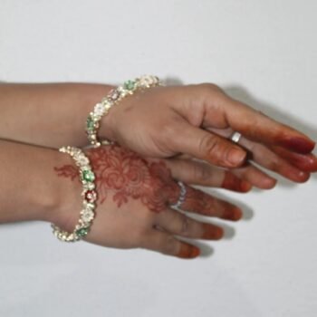 Floral Gold-Plated Bangle Set IN Hand