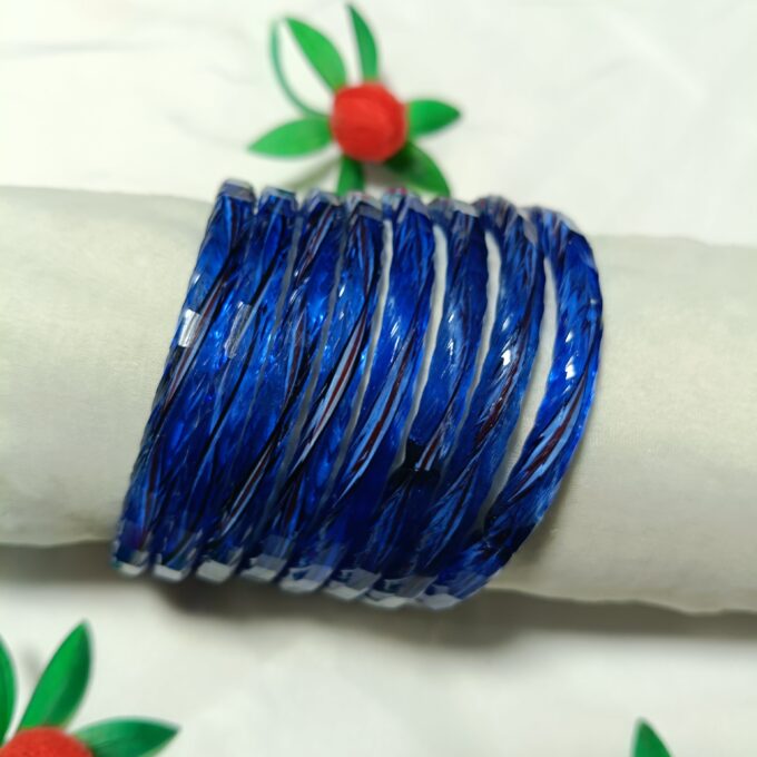 💙 Elegant Blue Textured Glass Bangles for Women - Image 6