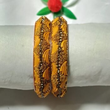 Golden Yellow Embossed Sheep Bangles