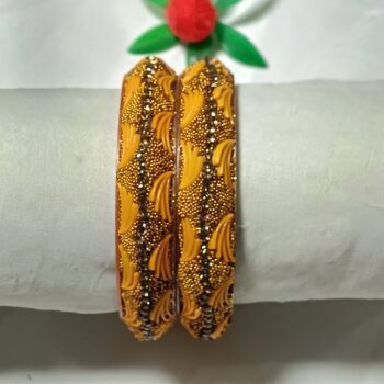 Golden Yellow Embossed Sheep Bangles