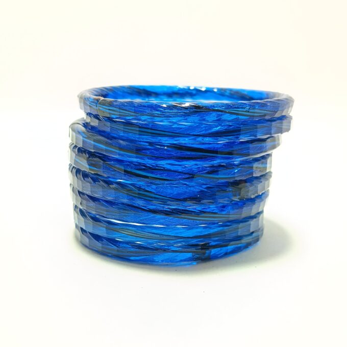 💙 Elegant Blue Textured Glass Bangles for Women - Image 5