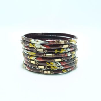 Hand-Painted Mehrun Floral Coated Metal Bangle