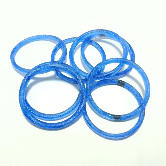 💙 Elegant Blue Textured Glass Bangles for Women - Image 2