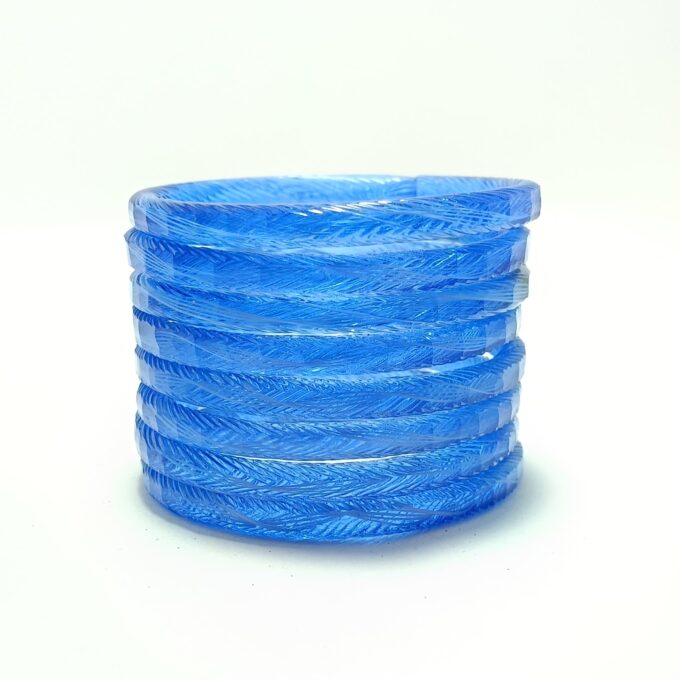 💙 Elegant Blue Textured Glass Bangles for Women - Image 3