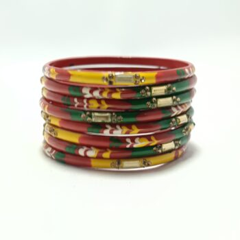 Hand-Painted Multicolor Floral Coated Metal Bangle