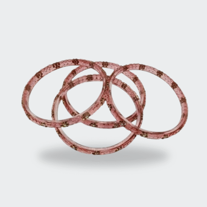 Soft Transparent Pink Floral Bangles