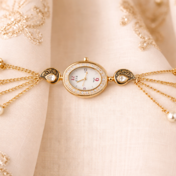 Kashmiri Pearl Chain Bracelet Watch for Women