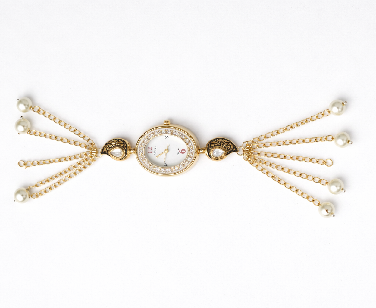 Kashmiri Pearl Chain Bracelet Watch for Women